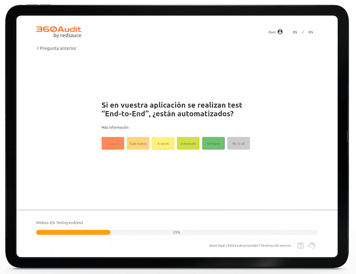 Redsauce SQA Audit Question, 360 Audit, end to end testing in applications, on an iPad