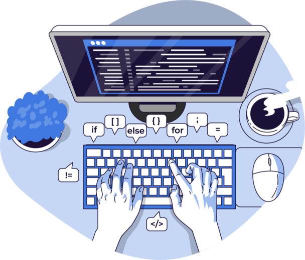 Hands developing software at Redsauce for a desktop app